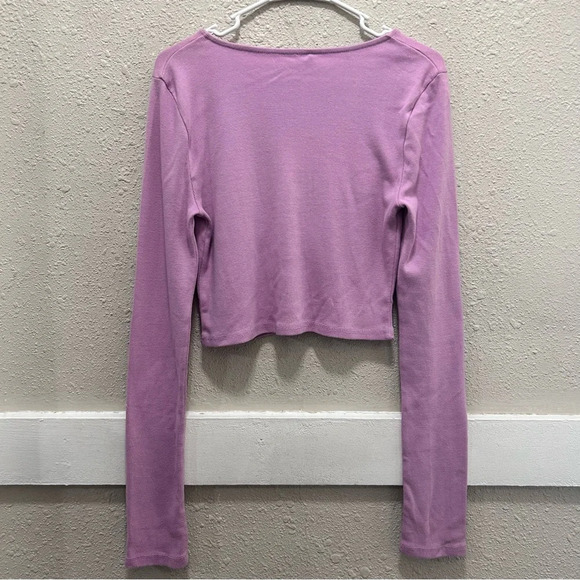 Free People Key to my Heart Lilac Cropped Long Sleeve Top Large - Picture 4 of 8